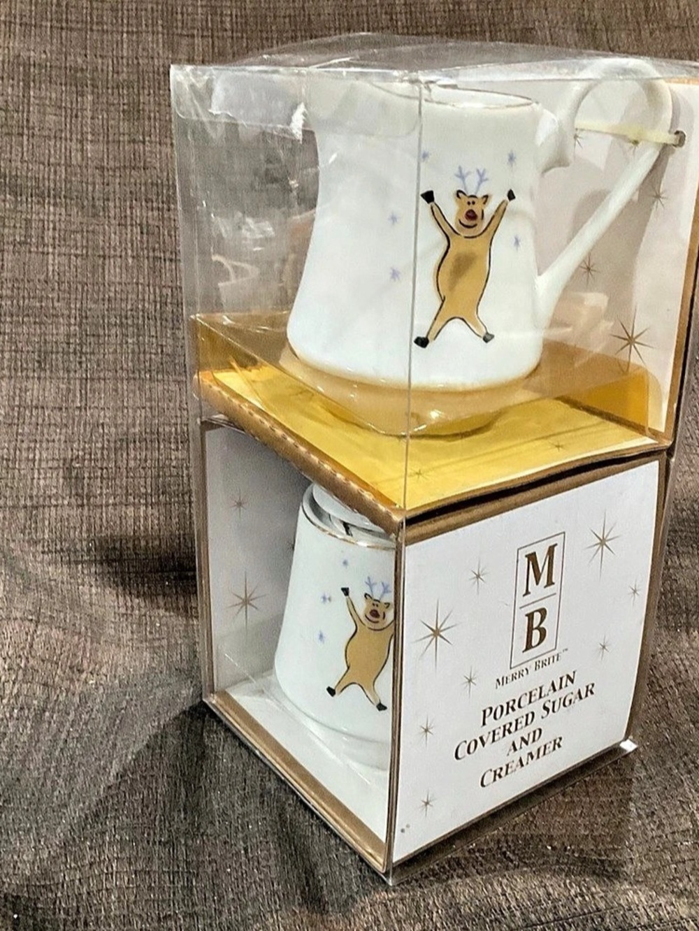Merry Brite Porcelain Covered Sugar & Creamer Set